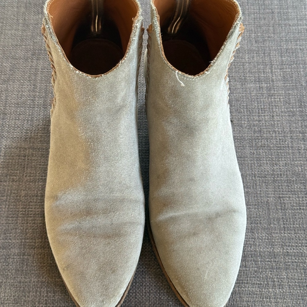Frye Cream Ankle Boots Sleek Suede Chelsea